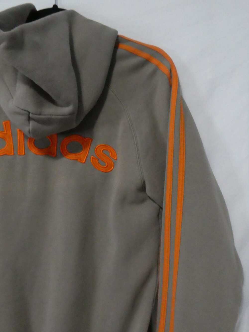 Vintage Y2K ADIDAS Pullover Hoodie Orange 3-Stripes Back Adidas Print - Large - Picture 12 of 16